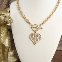 Thumbnail for Boho Hammered Heart Front Toggle Necklace – Rustic Gold or Silver