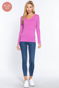 Thumbnail for [PLUS SIZE] Long Sleeve Scoop Neck Top