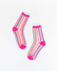 Thumbnail for Candy Stripe Ruffle Crew Sock