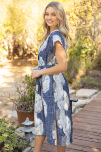 Thumbnail for Snap Button Faux Wrap Dress