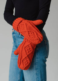 Thumbnail for Orange Cable Knit Mittens