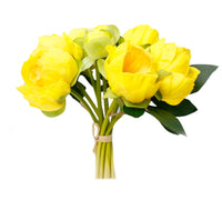 Thumbnail for Pack of 7 Flower Stems-Real touch artificial Peony bundle: Yellow