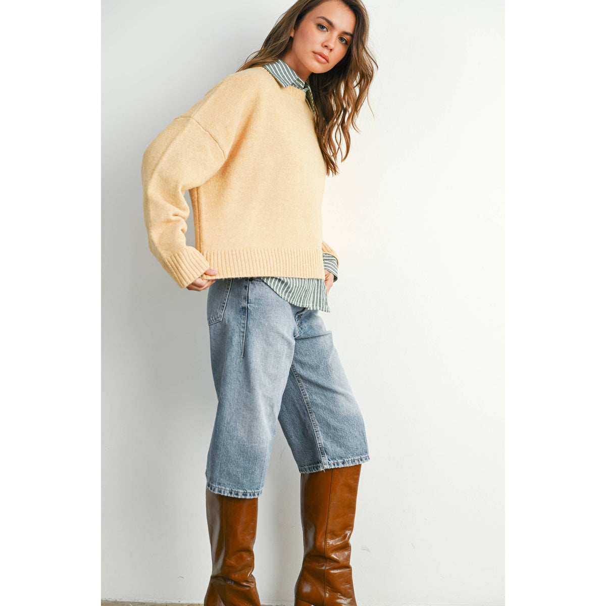 The Maren Bow Back Sweater | Soft Camel