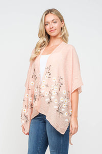 Thumbnail for Alicia Daisy Embroidered Kimono- Salmon