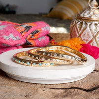 Thumbnail for Gold-Tone Eternity Stretch Bangle – Pearls, Turquoise, or Crystals