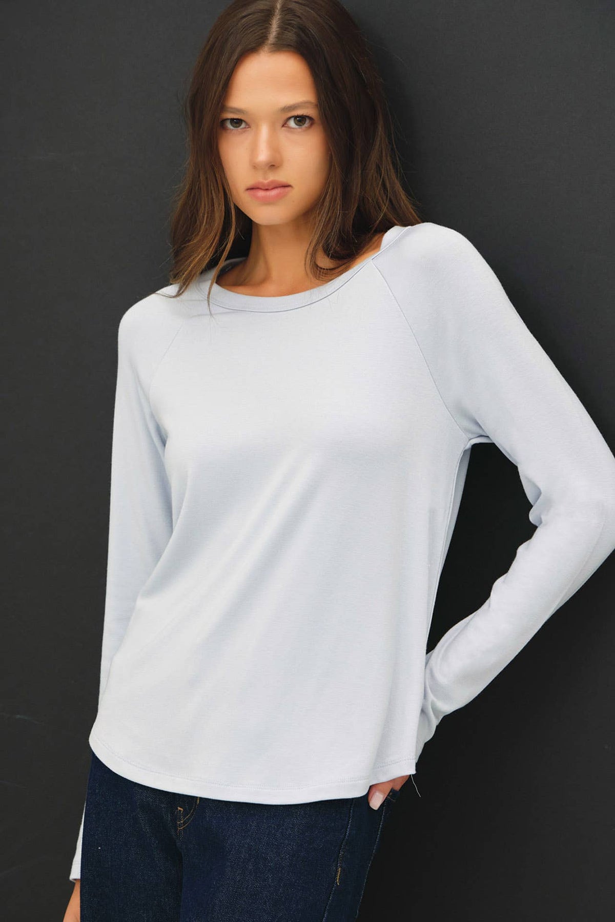 SOFT JERSEY RAGLAN LONG SLEEVE TOP