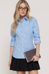Thumbnail for Long Sleeve Button Down Stretch Poplin Shirt