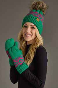 Thumbnail for Green & Speckled Patterned Pom Hat