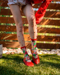 Thumbnail for Lucky Ladybug Sheer Crew Sock
