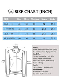 Thumbnail for Women's Sparkly Sequin Jacket Glitter Long Sleeves Front Zip