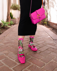 Thumbnail for English Rose Black Sheer Crew Sock