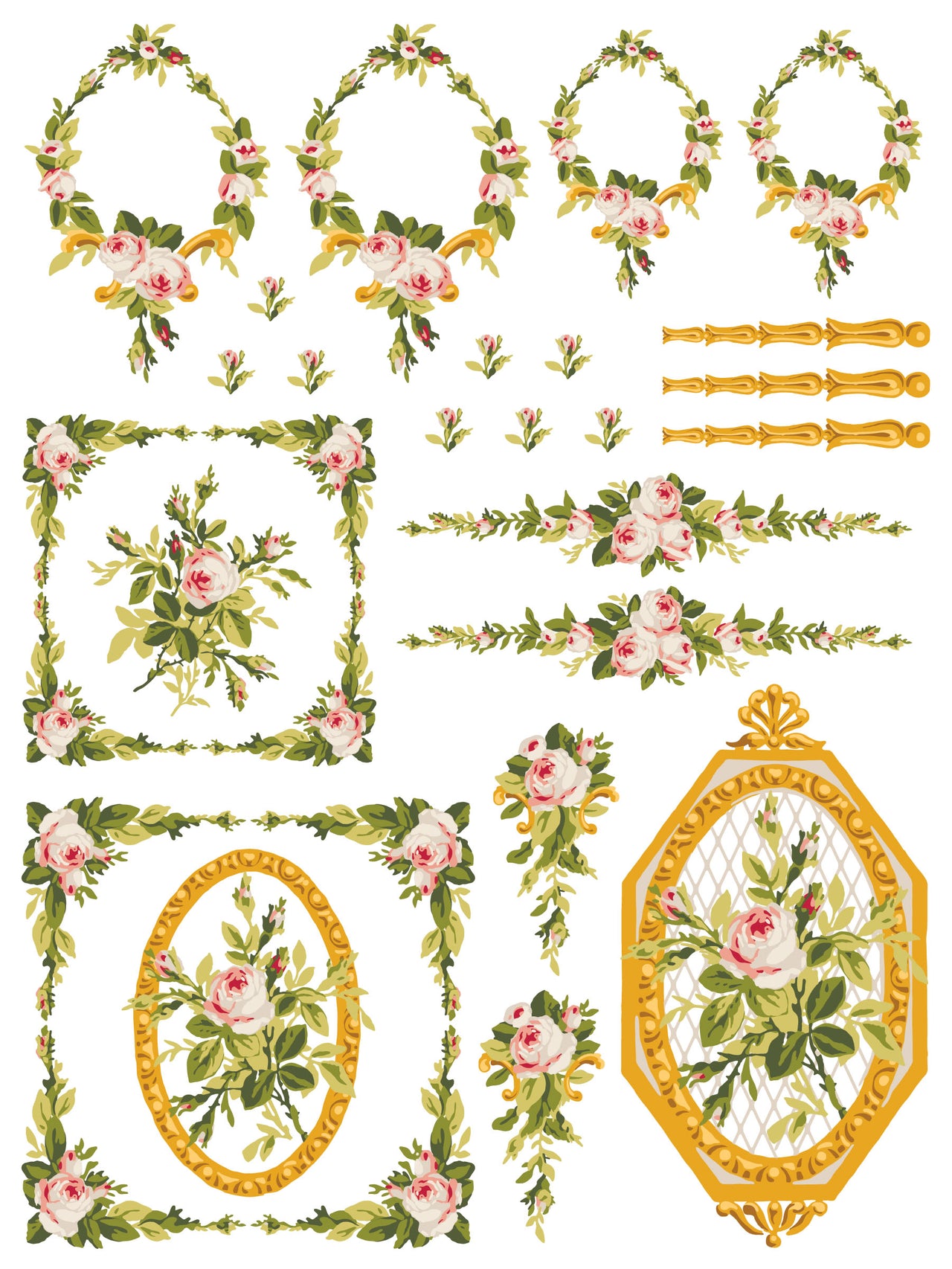 Petite Fleur Pink IOD Paint Inlay 12x16 Pad - Iron Orchid Designs