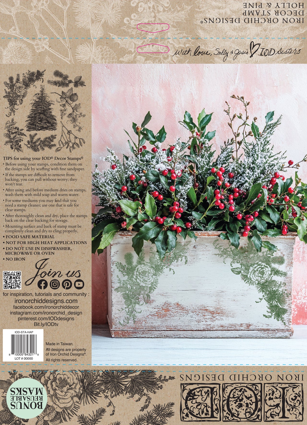 Holly & Pine 12x12 IOD Stamp™