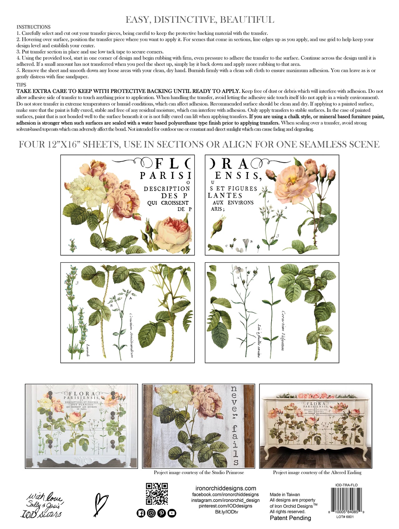 Flora Parisiensis 24x33 Decor Transfer™ -Iron Orchid Designs