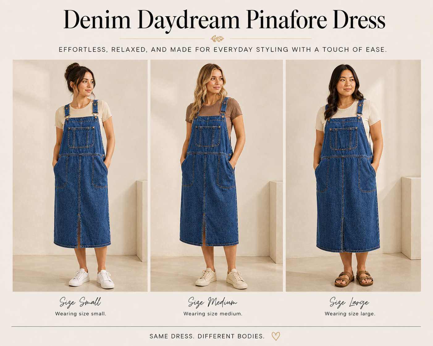 The Juliette Dress, Denim Overall Midi Dress