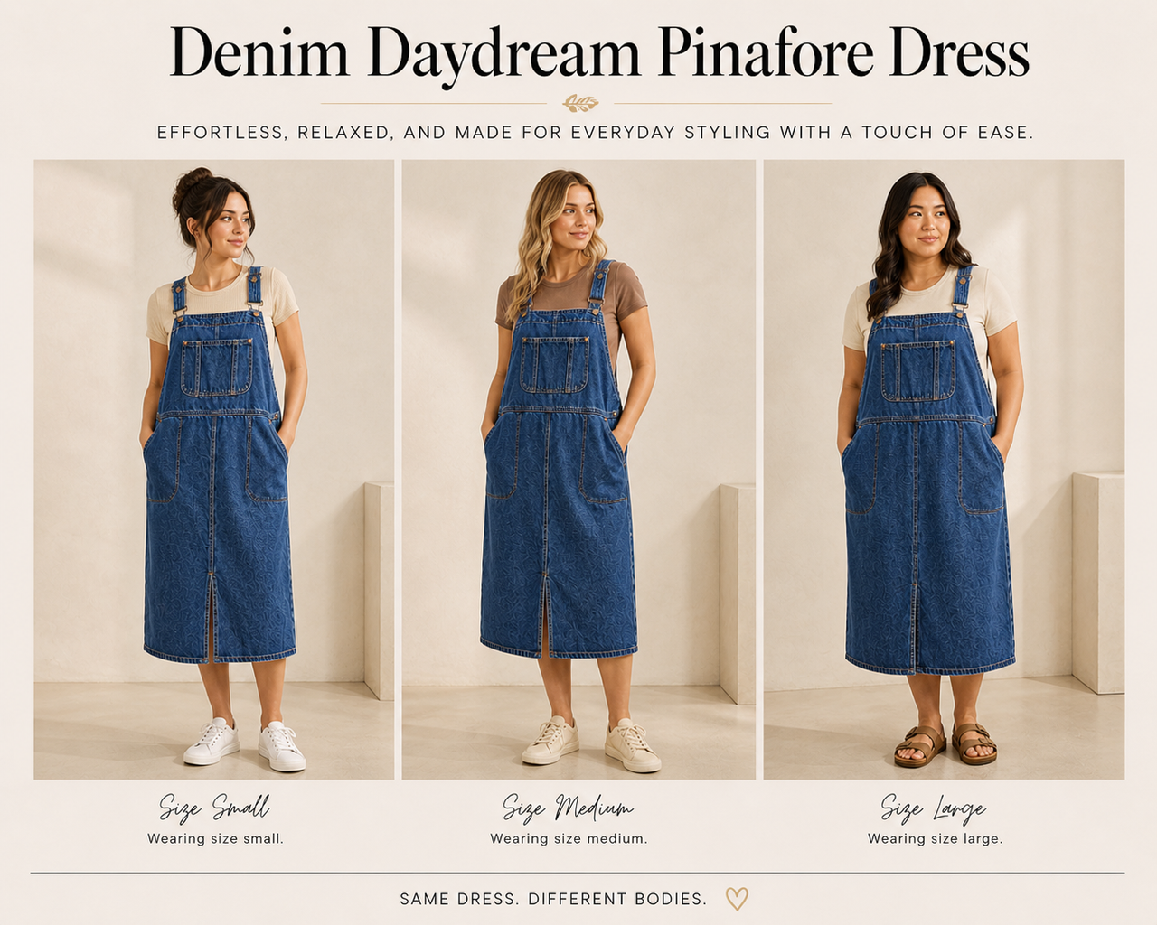 The Juliette Dress, Denim Overall Midi Dress S