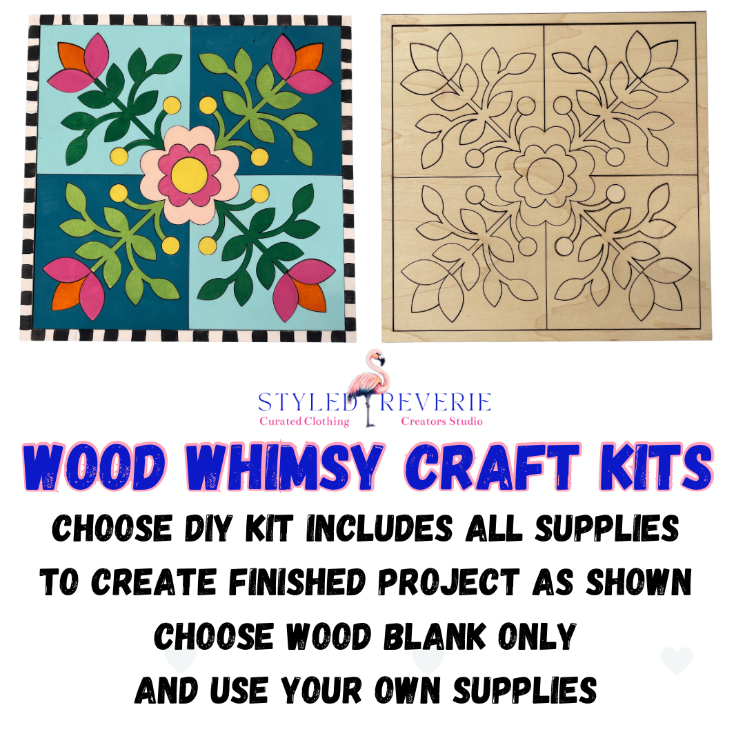 Floral 1 Barn Quilt Whimsey Wood Craft Kits