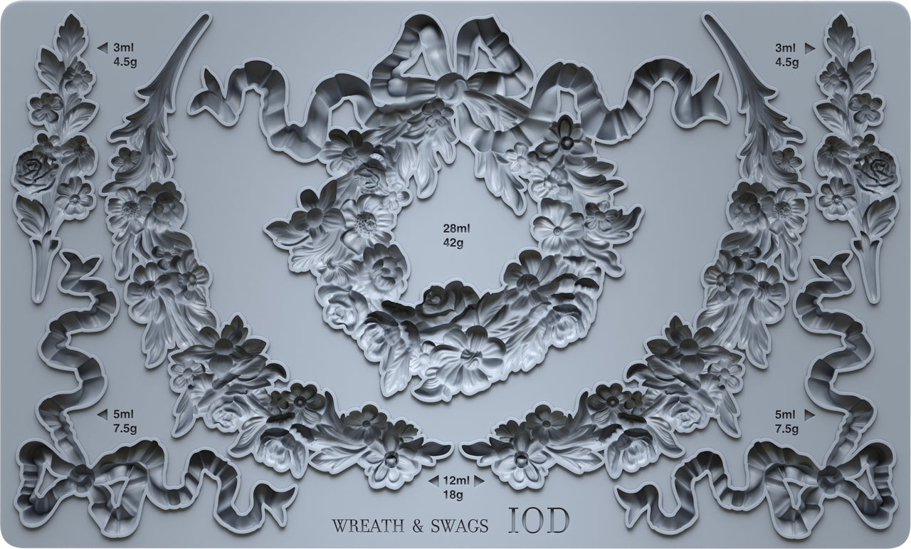 Wreath & Swags 6x10 IOD Mould™ - Iron Orchid Designs