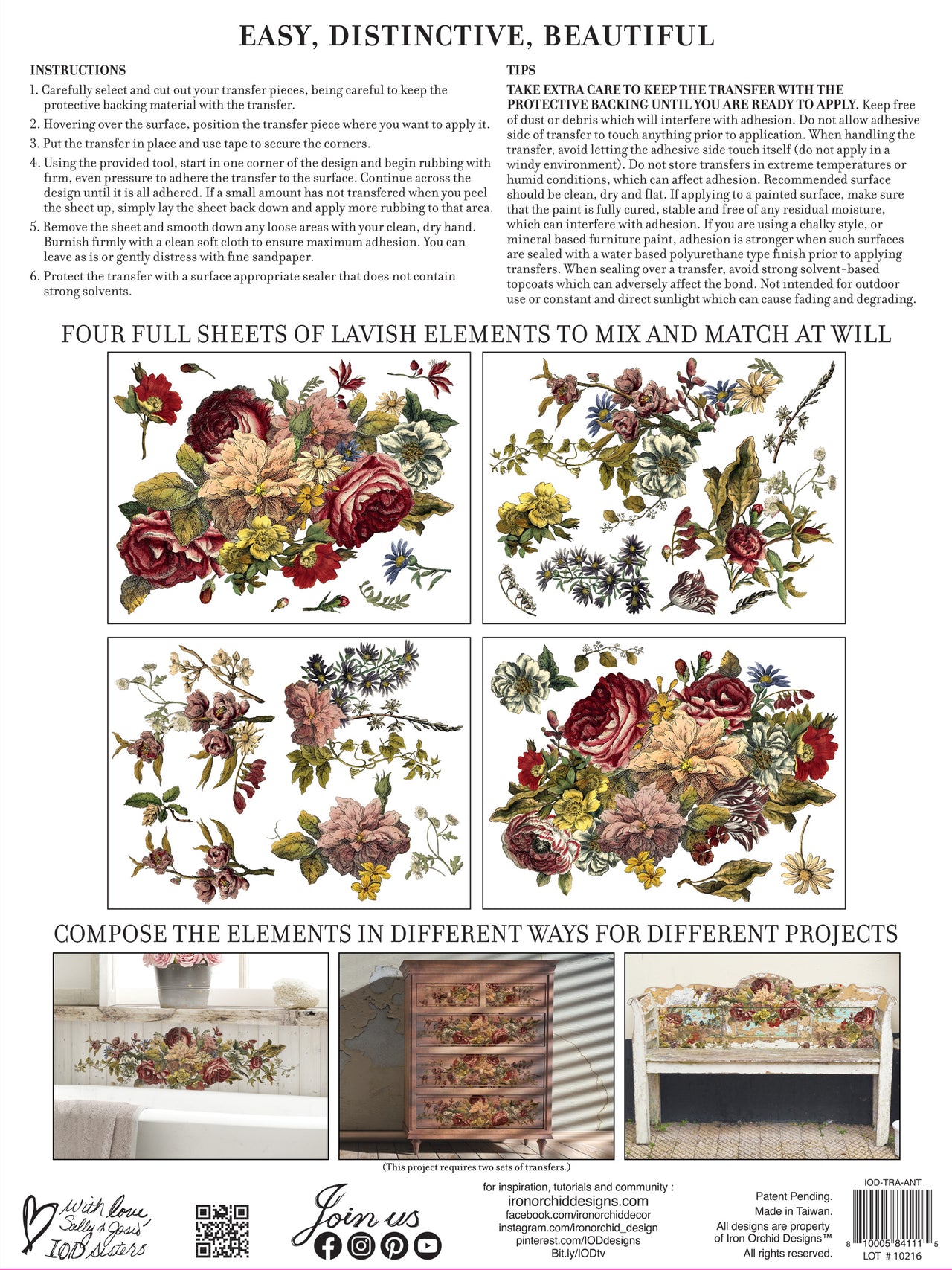 Floral Anthology IOD Transfer 12x16 Pad™-Iron Orchid Designs