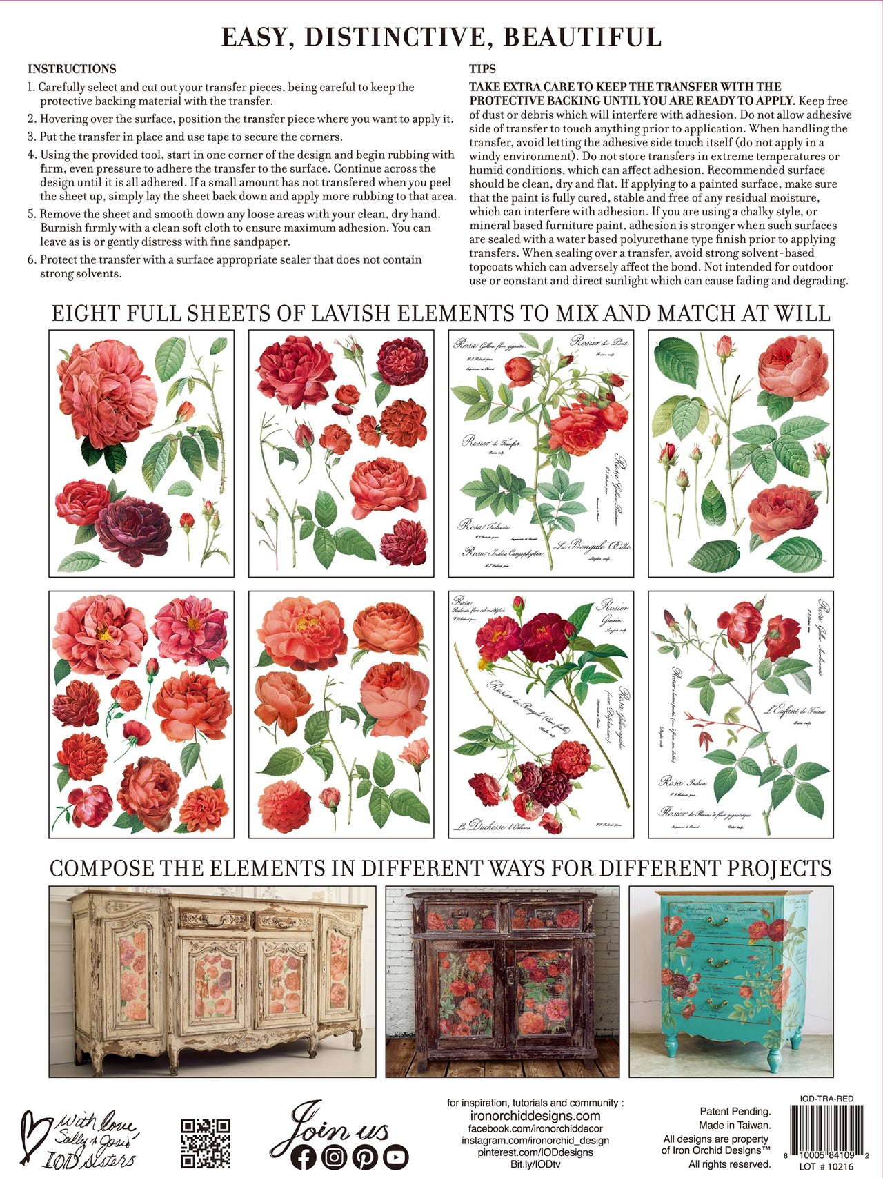 Redoute II IOD Transfer 12x16 Pad™ -Iron Orchid Designs