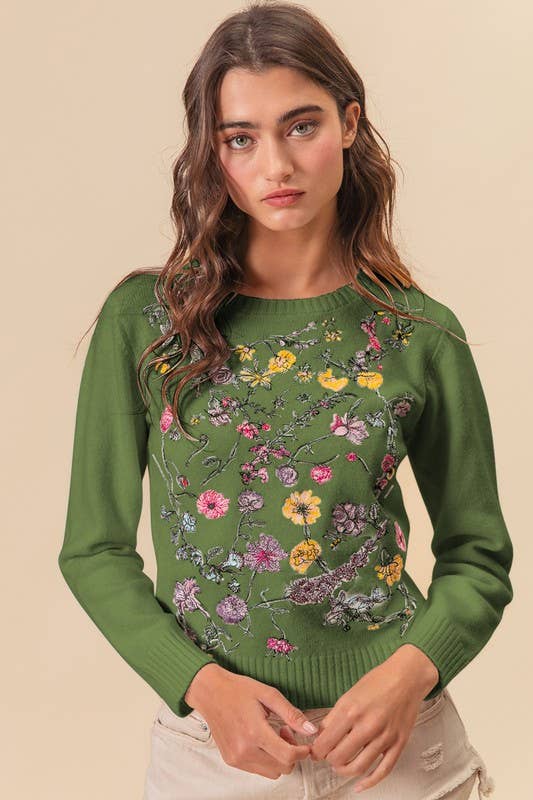 Flower Embroidery Sweater