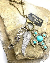 Thumbnail for Antiqued Boho Love Charm Necklace