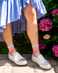 Thumbnail for Ribbon Roses Sheer Ankle Sock