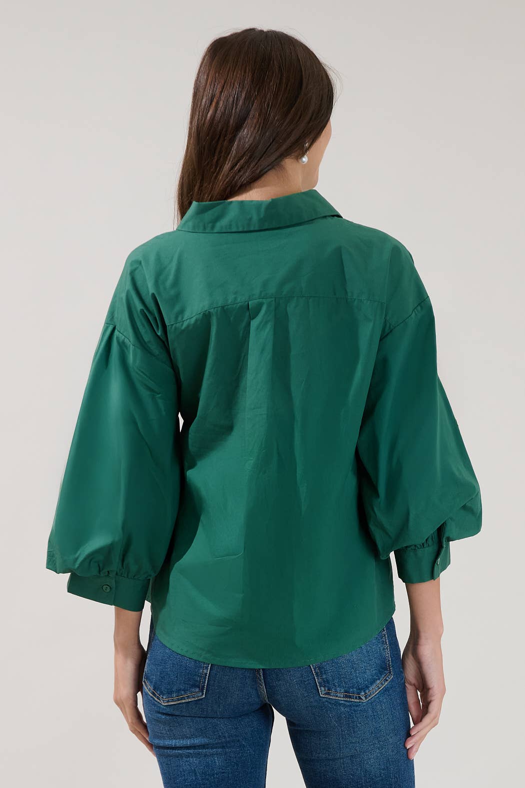The Lucienne Shirt | Emerald Cotton Poplin Button Down