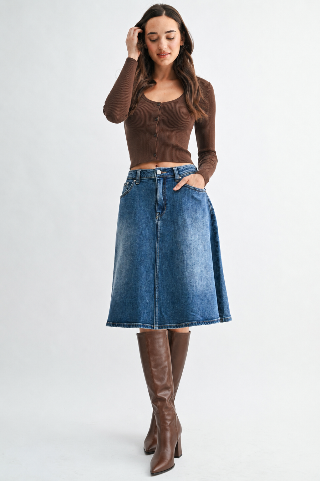 The Marielle Denim Midi Skirt | Medium Wash