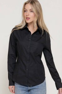 Thumbnail for Long Sleeve Button Down Stretch Poplin Shirt