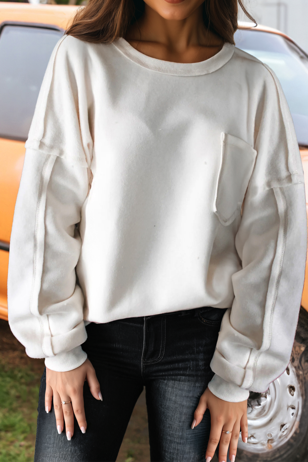 Drop Sleeve Pullover Sweatshirt