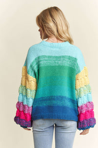 Thumbnail for PUFF SLEEVE OMBRE SWEATER TOP