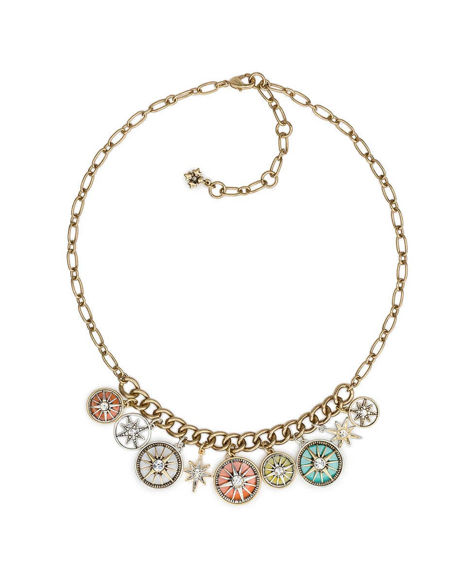 Charm Necklace - Colored Compass Collection