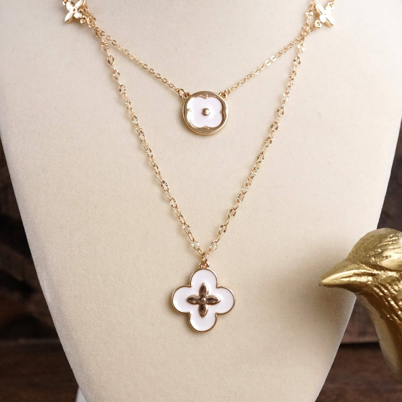 Clover Dainty Layered Necklace – Gold Tone & Color Options