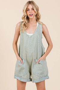 Thumbnail for Stripe Denim Shortalls/Romper