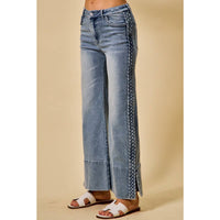 Thumbnail for The Genevieve Jeans, Braided Side Wide Leg Denim