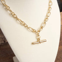Thumbnail for Toggle Bar Pendant Paperclip Chain Necklace in Gold Tone
