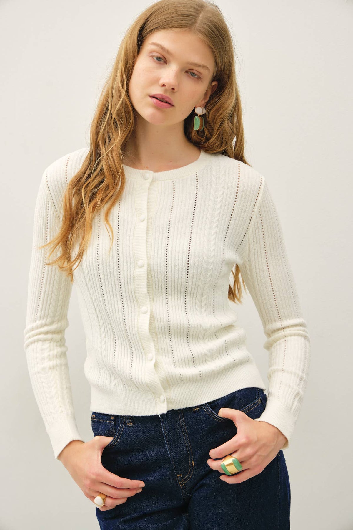 ULTRA SOFT POINTELLE FITTED CARDIGAN