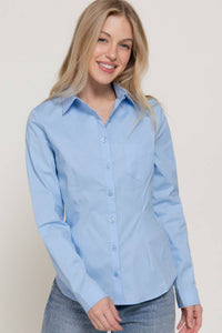 Thumbnail for Long Sleeve Button Down Stretch Poplin Shirt