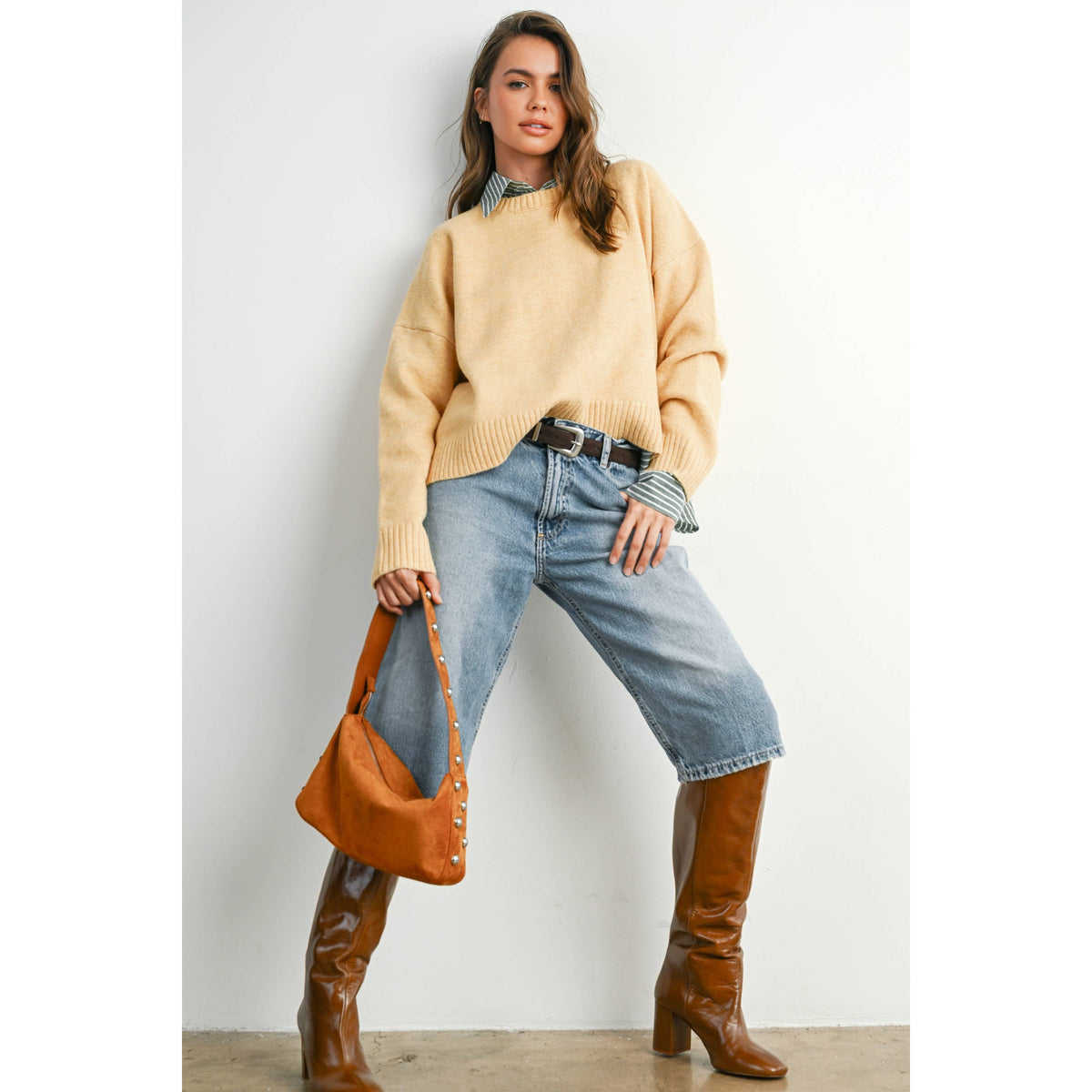 The Maren Bow Back Sweater | Soft Camel