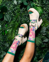 Thumbnail for Wicked For Good Floral Sheer Crew Sock