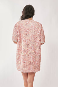 Thumbnail for FLORAL EMBROIDERY SEQUINED MESH MINI DRESS