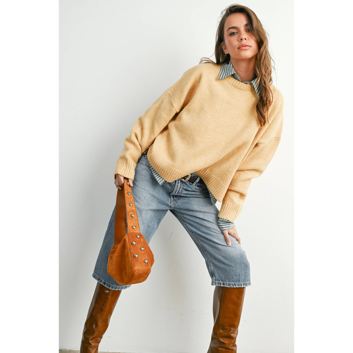 The Maren Bow Back Sweater | Soft Camel