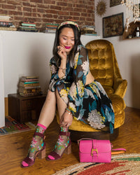 Thumbnail for English Rose Black Sheer Crew Sock