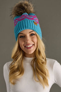 Thumbnail for Blue & Speckled Patterned Pom Hat