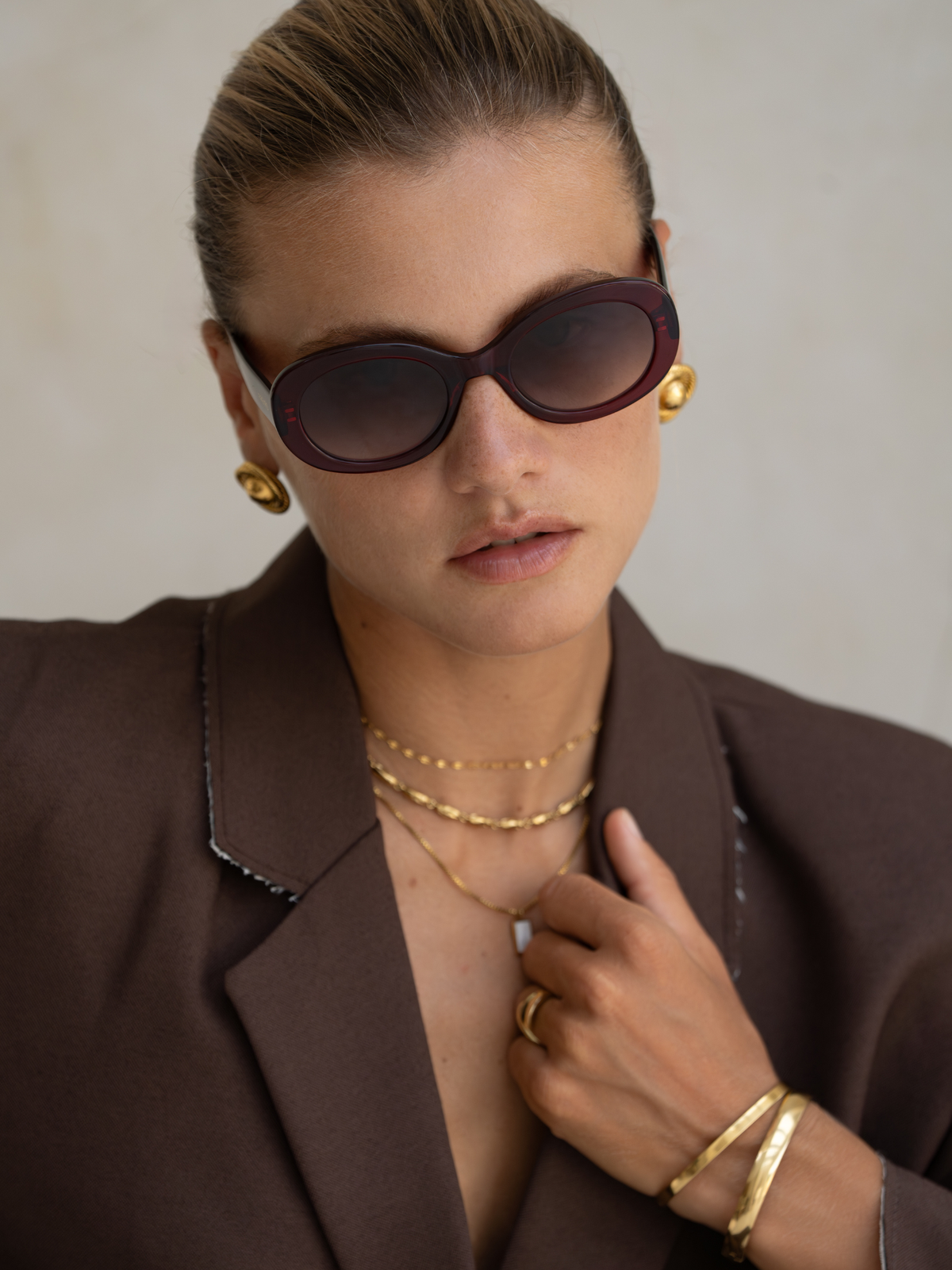 Aria Acetate Womens Oval Sunglasses