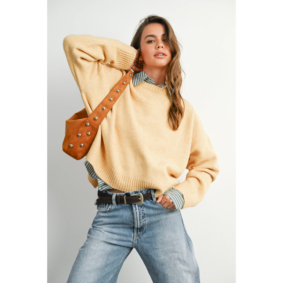 The Maren Bow Back Sweater | Soft Camel