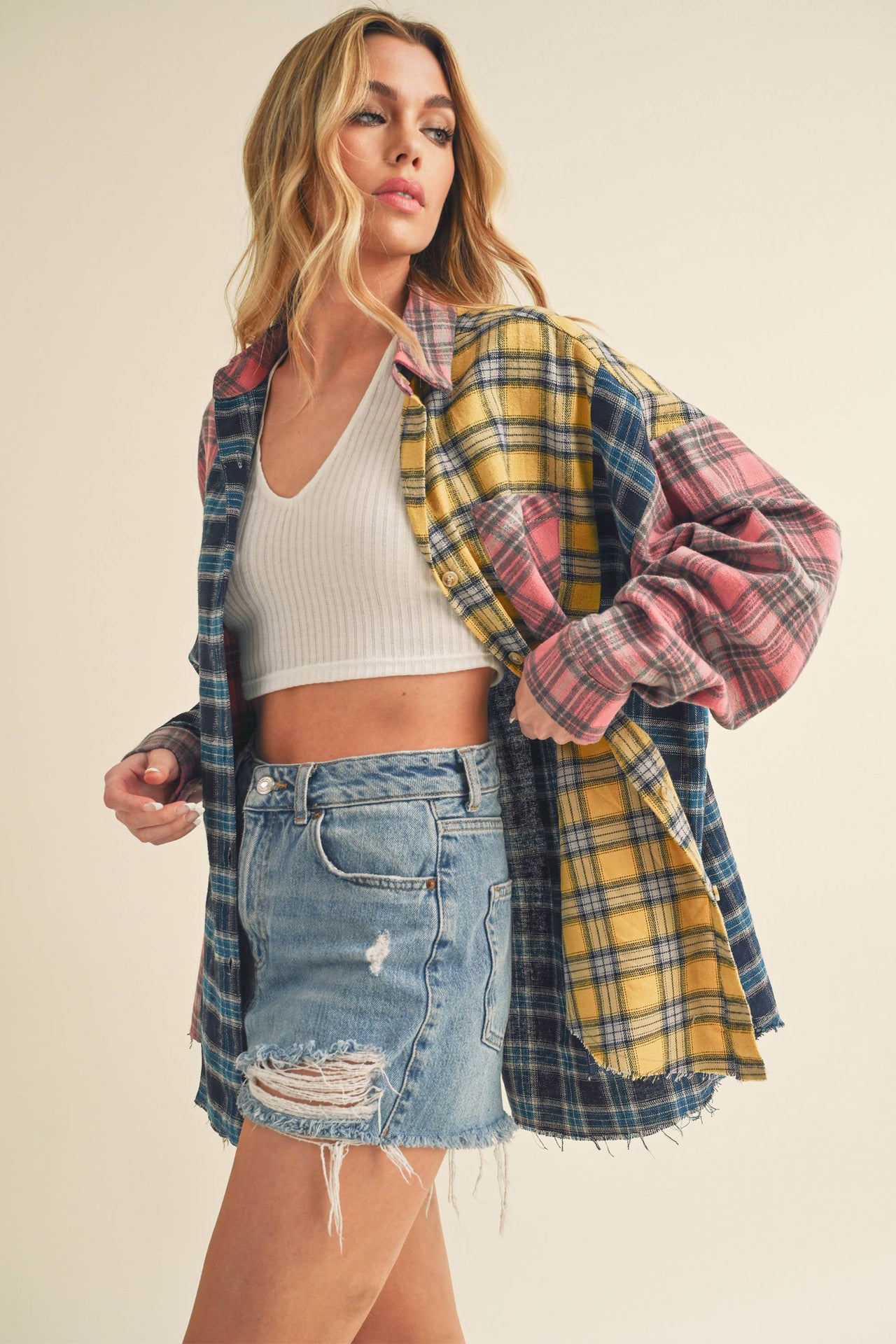 Neela Multi Color Plaid Flannel Shirt