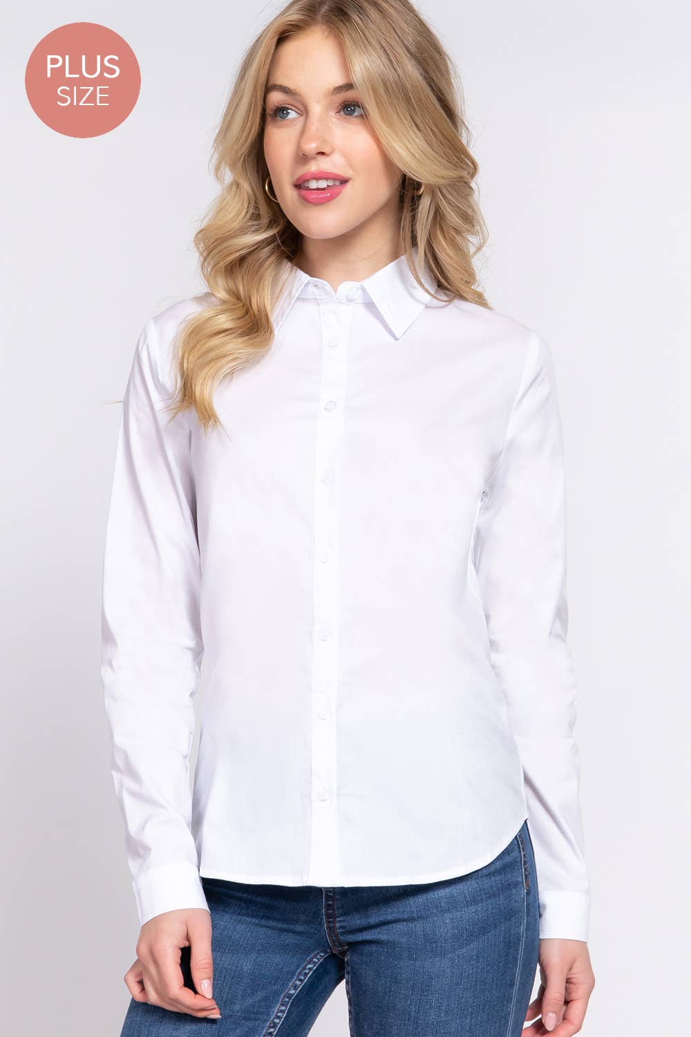 The Vivienne Shirt - Curvy, Stretch Cotton Button Down