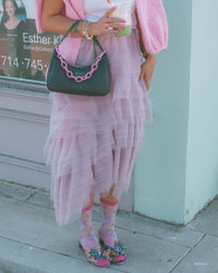 Thumbnail for Wicked Glinda Land Butterfly Shimmer Sheer Crew Sock